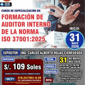 FORMACIÓN DE AUDITOR INTERNO DE LA NORMA ISO 37001:2025