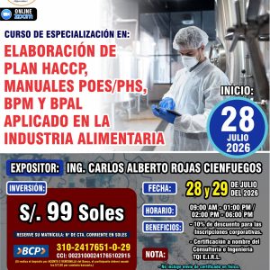 ELABORACIÓN DE PLAN HACCP, MANUALES POES/PHS, BPM Y BPAL APLICADO EN LA INDUSTRIA ALIMENTARIA