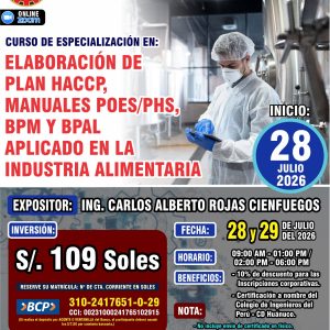 ELABORACIÓN DE PLAN HACCP, MANUALES POES/PHS, BPM Y BPAL APLICADO EN LA INDUSTRIA ALIMENTARIA