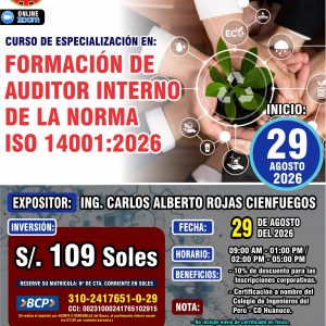FORMACIÓN DE AUDITOR INTERNO DE LA NORMA 14001:2026 - Imagen 1