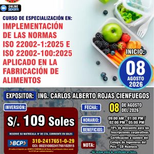 IMPLEMENTACIÓN DE LAS NORMAS ISO 22002-1:2025 E ISO 22002-100:2025 APLICADO EN LA FABRICACIÓN DE ALIMENTOS - Imagen 1
