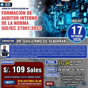 FORMACIÓN DE AUDITOR INTERNO DE LA NORMA ISO/IEC 27001:2022 - Imagen 1