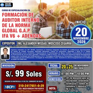 FORMACIÓN DE AUDITOR INTERNO DE LA NORMA GLOBAL G.A.Ρ. IFA V6 + ADENDAS