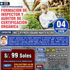 FORMACIÓN DE INSPECTOR Y AUDITOR DE CERTIFICACIÓN ORGÁNICA