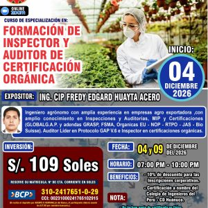 FORMACIÓN DE INSPECTOR Y AUDITOR DE CERTIFICACIÓN ORGÁNICA