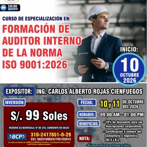FORMACIÓN DE AUDITOR INTERNO DE LA NORMA ISO 9001:2026