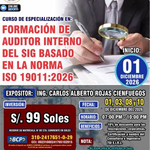 FORMACIÓN DE AUDITOR INTERNO DEL SIG BASADO EN LA NORMA ISO 19011:2026