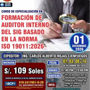 FORMACIÓN DE AUDITOR INTERNO DEL SIG BASADO EN LA NORMA ISO 19011:2026